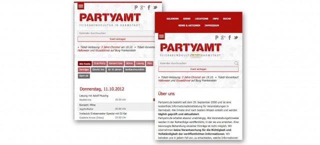 Redesign der Partyamt Webseite Redesign der Partyamt Webseite